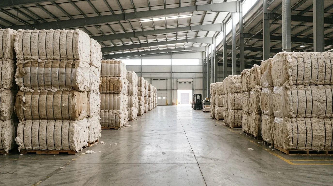 Cotton bales in a warehouse